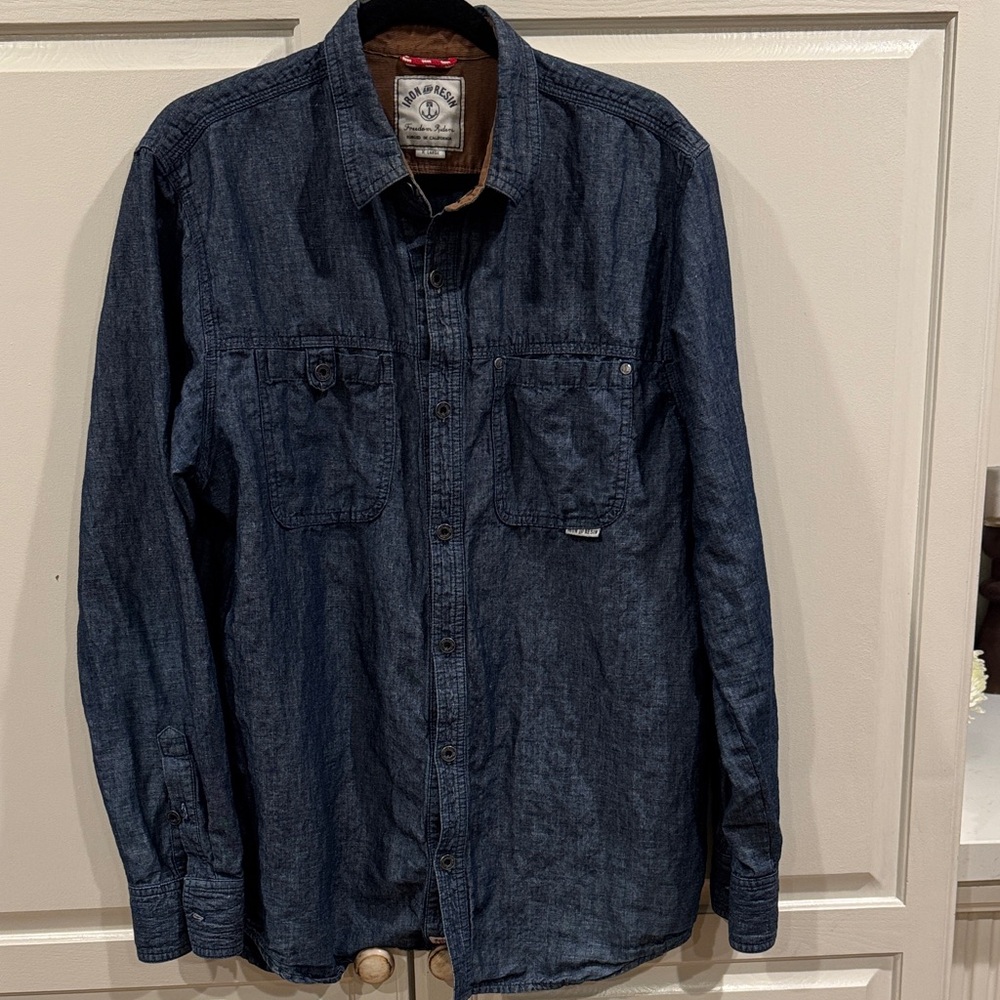 Iron and Resin Men's Denim Button-Up Shirt
